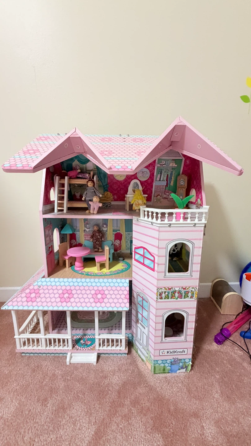 KidKraft Pink wooden Dollhouse with Figures and Furniture - photo 2