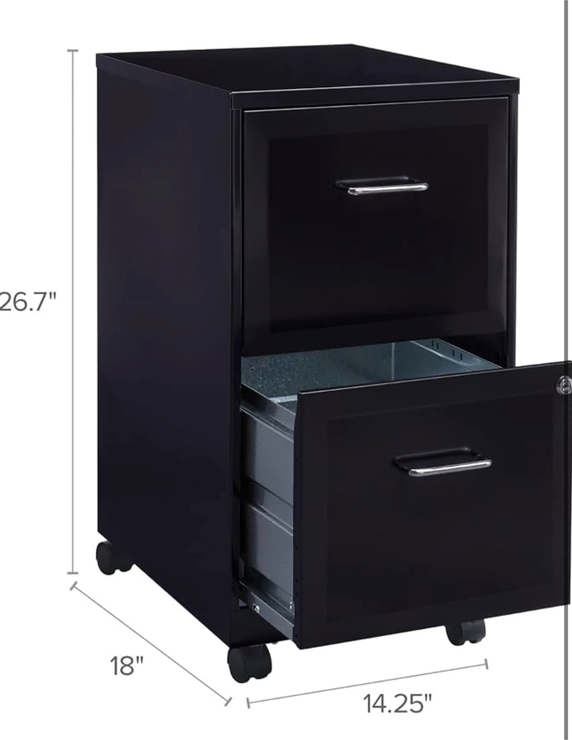 Black 2-Drawer Metal Filing Cabinet