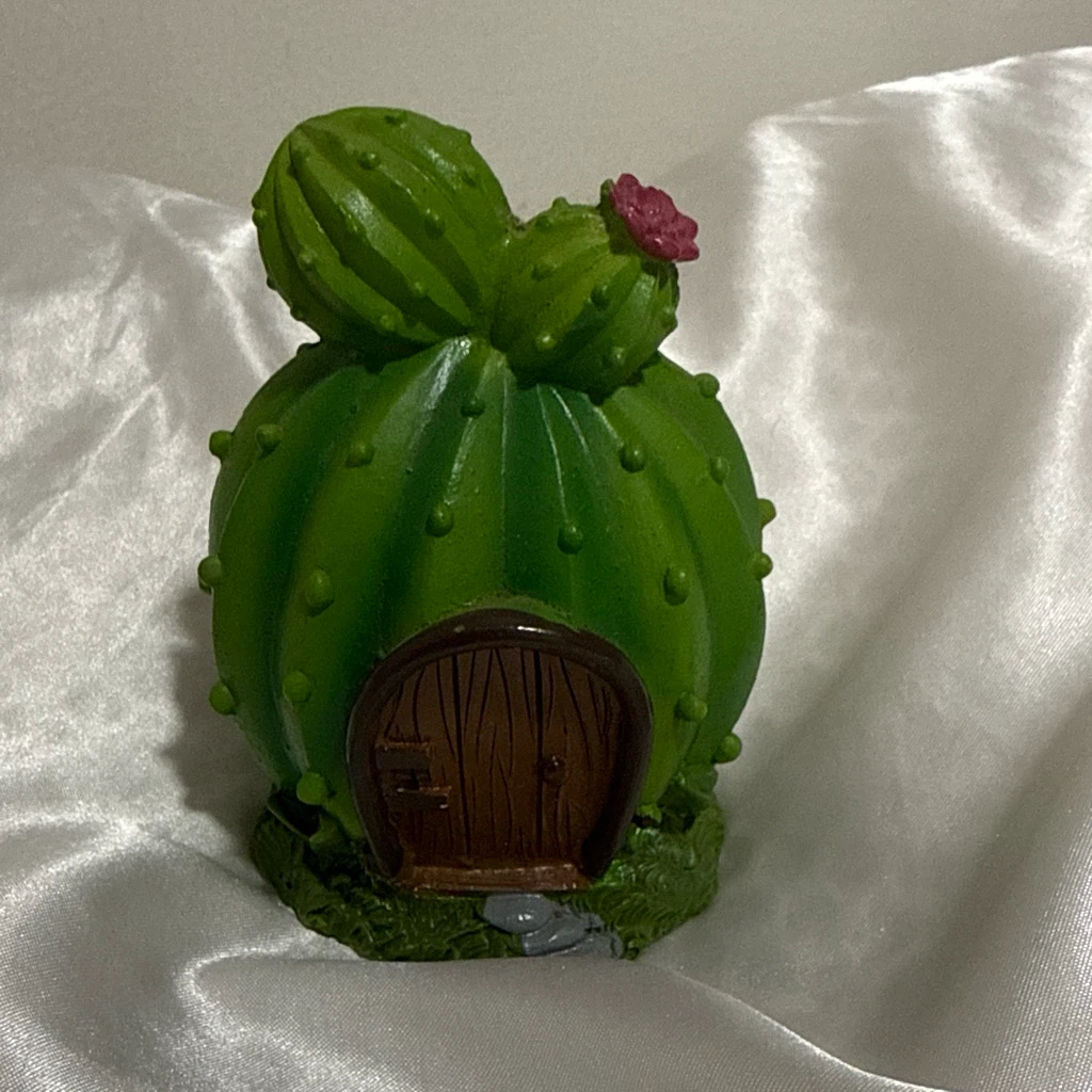 Cute Cactus Fairy House Figurine