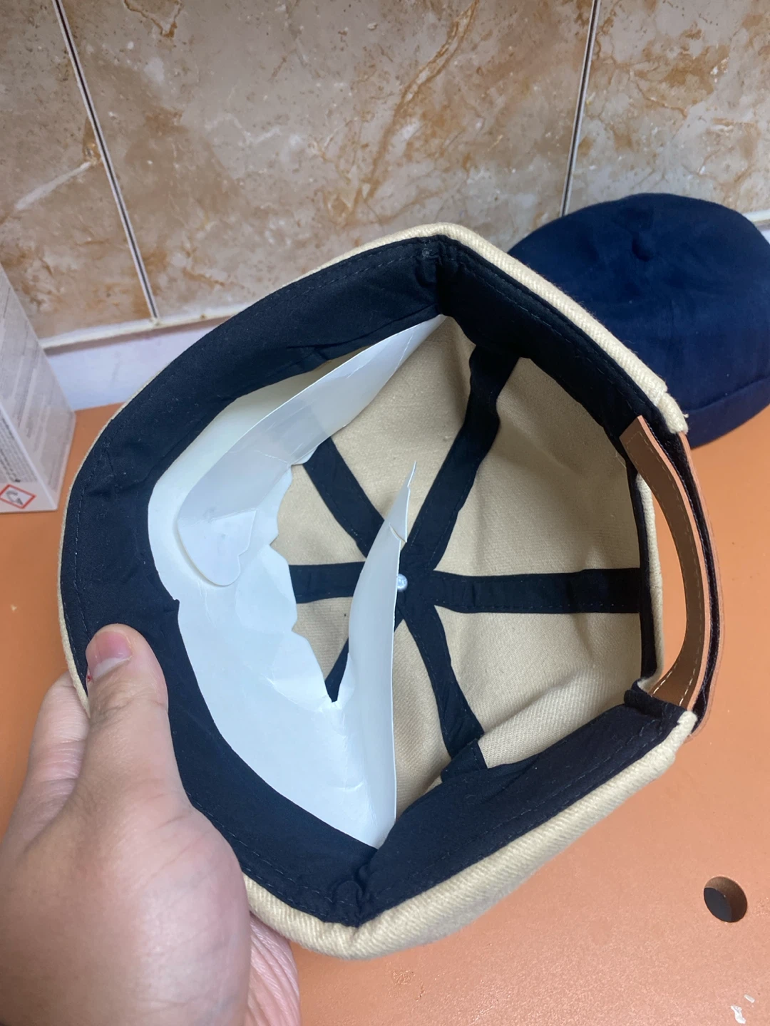 Beige Docker Hat with Ferrari Logo