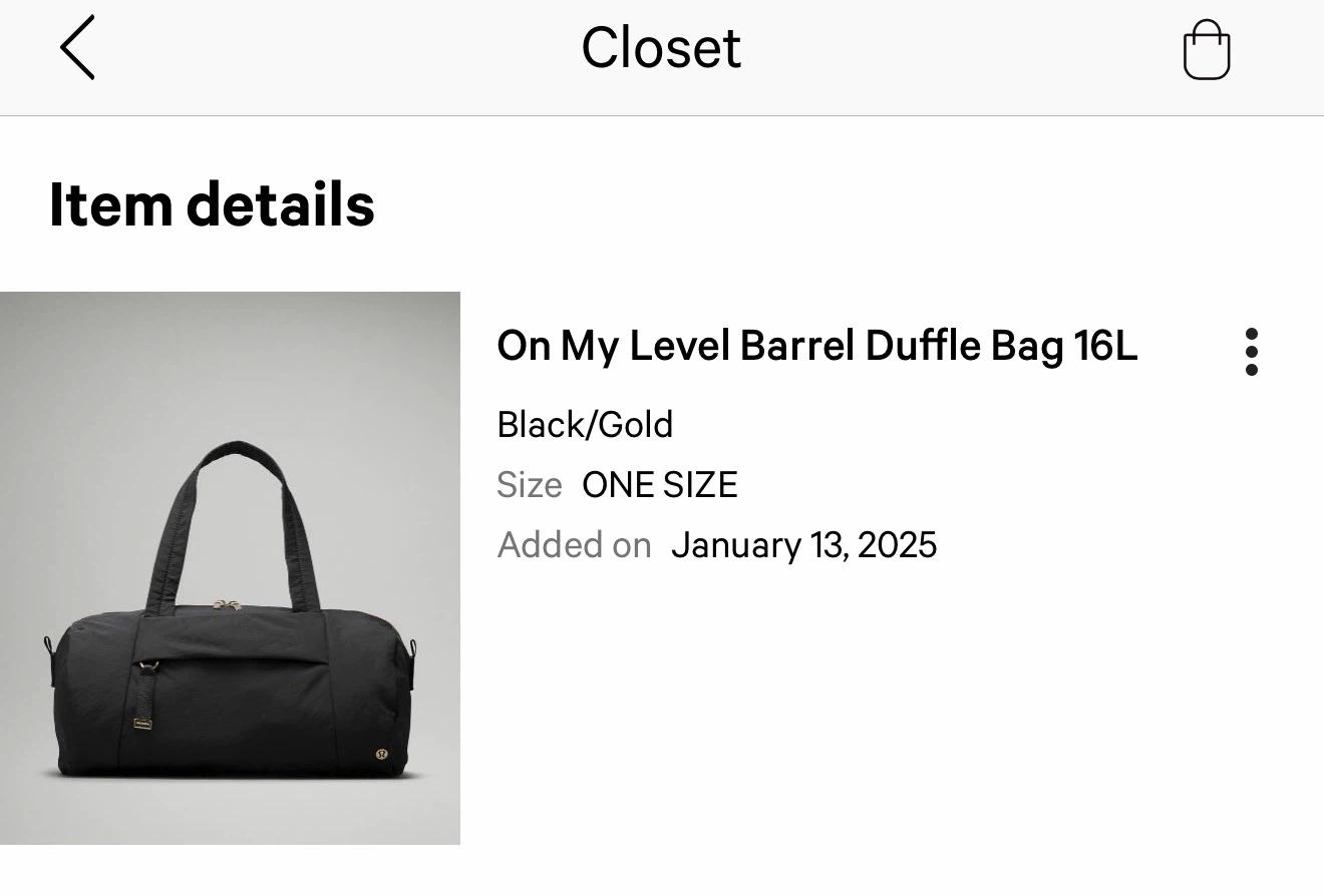 Lululemon On My Level Barrel Duffle Bag 16L