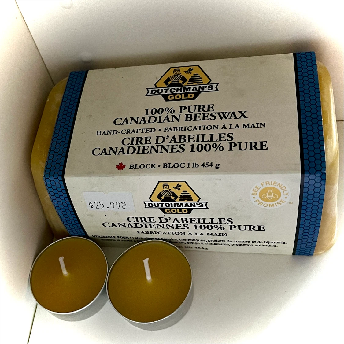 100% Handcrafted Pure Canadian Beeswax Tea Light Candles