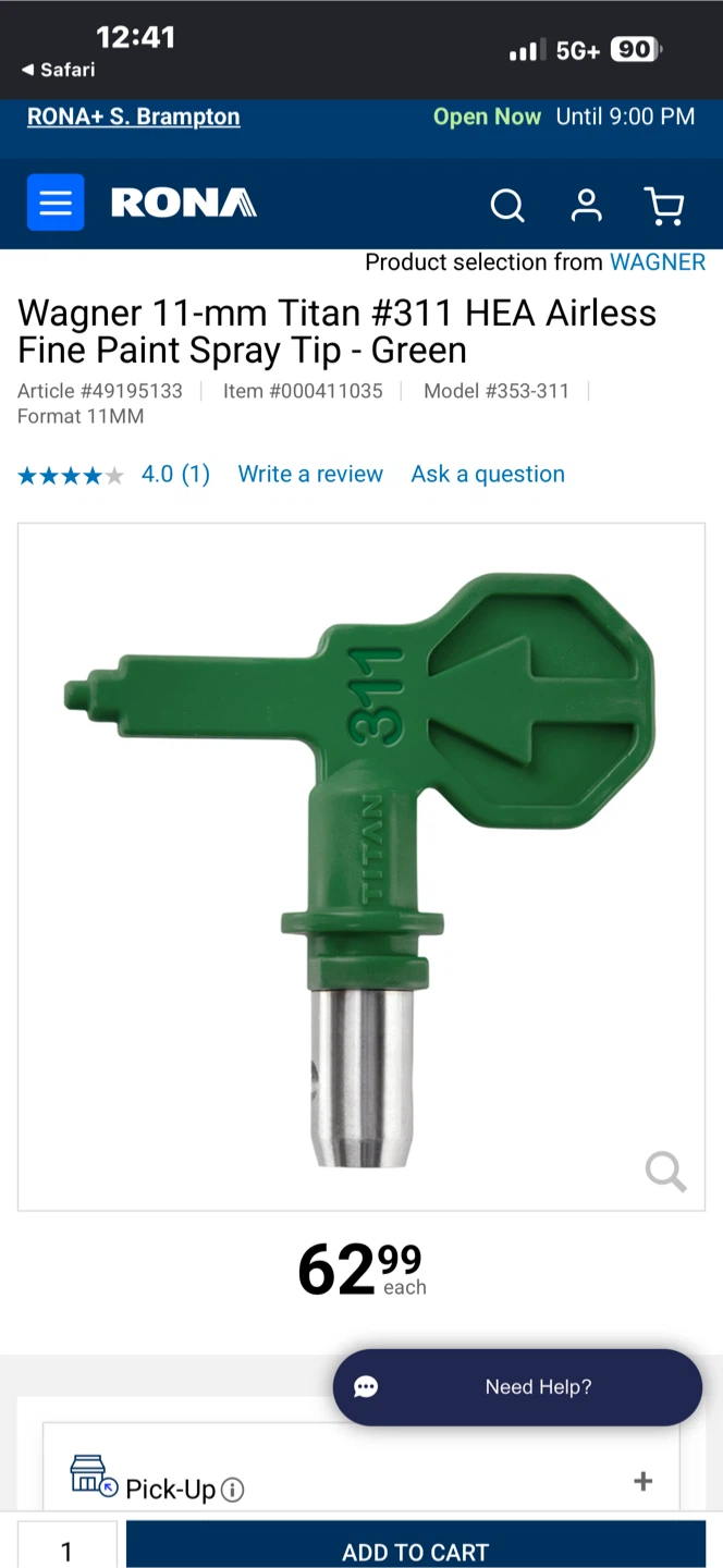 Titan High Efficiency Airless Spray Tip #311 HEA TR1 Green - photo 2