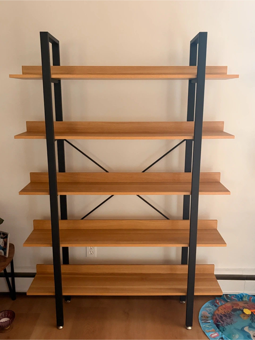 5-Shelf Bookcase with Wood Shelves and Metal Frame - photo 2