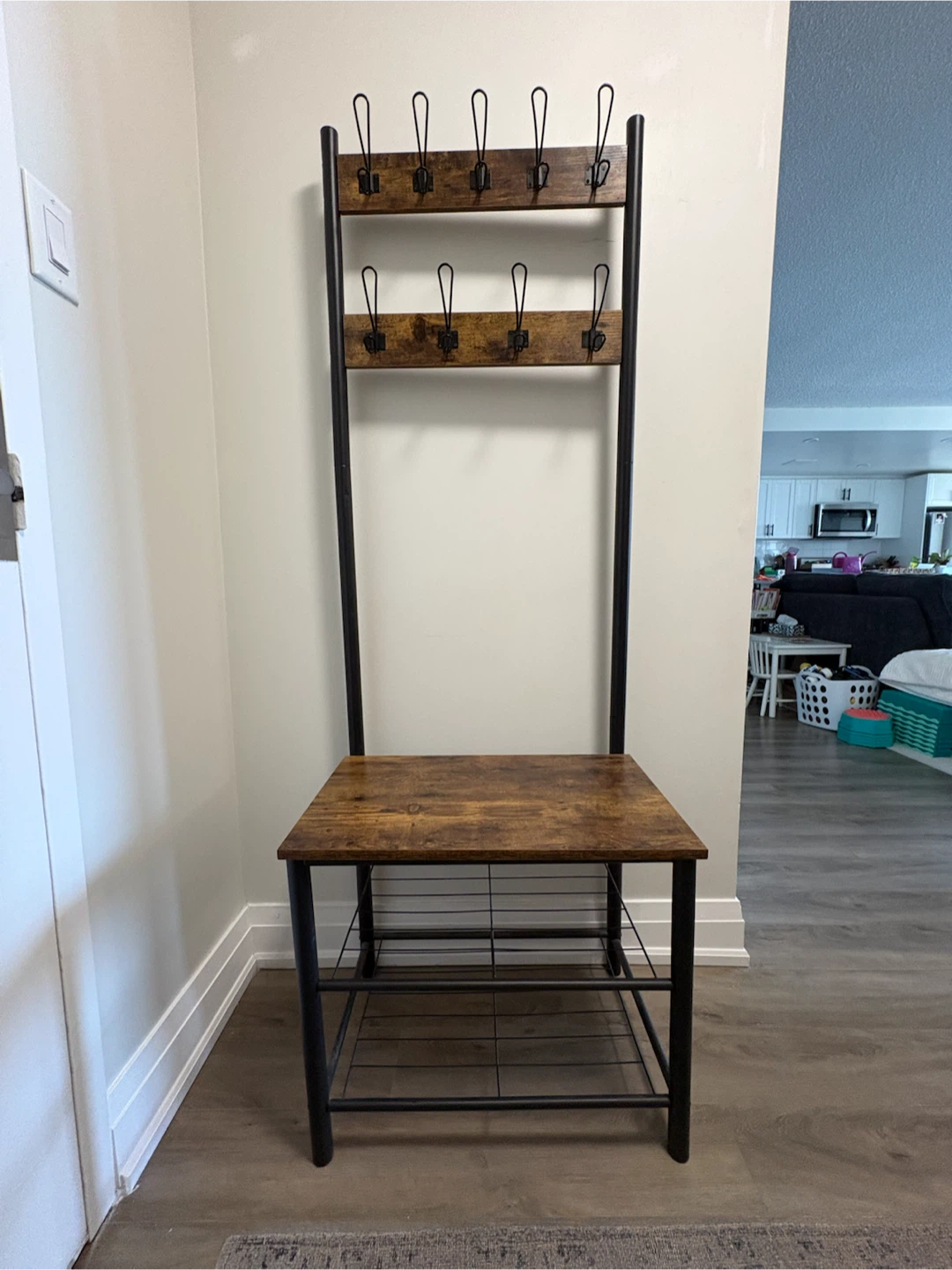 Hall Tree with Bench and Shoe Rack