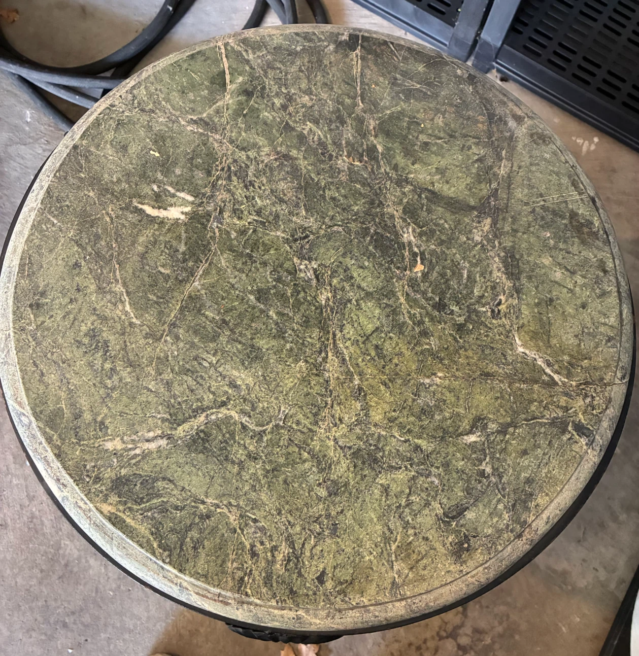 Decorative Round Marble Top Outdoor Side Table/Ornate Base - photo 3