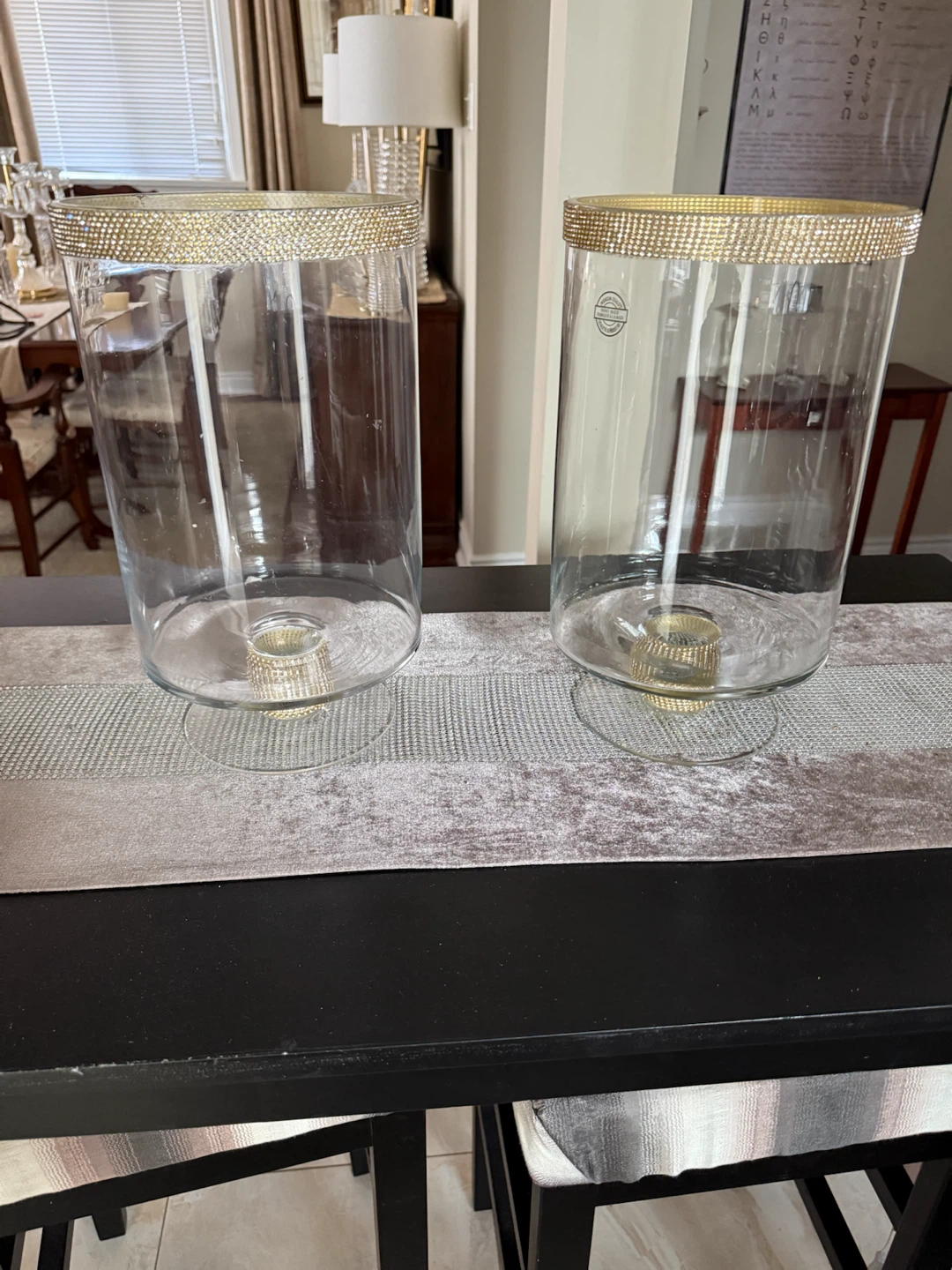 Beautiful Candle Holders / Vases with Gold Trim