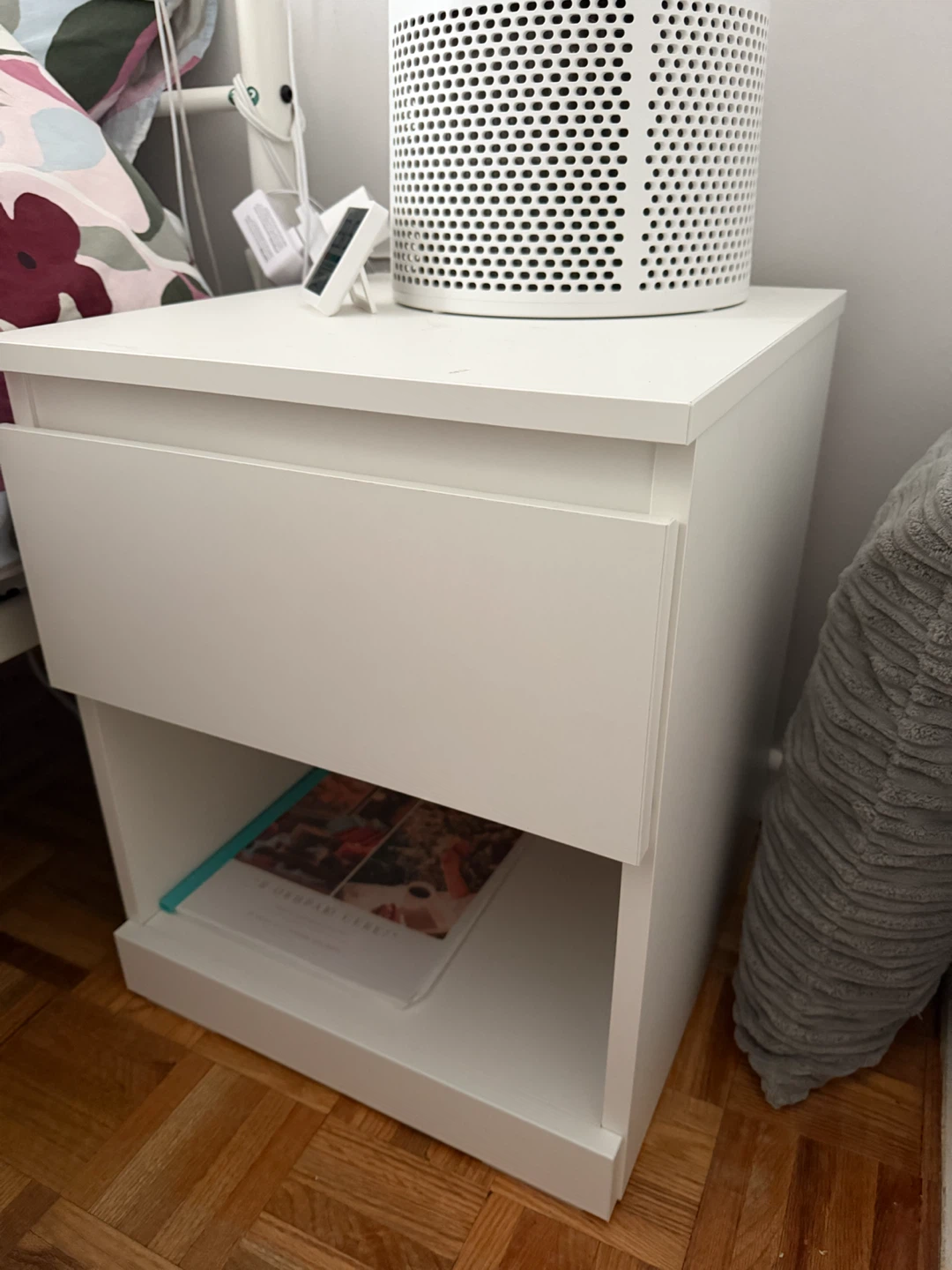 IKEA White Nightstand with Drawer - photo 2