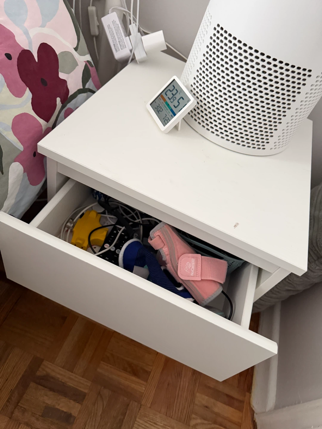 IKEA White Nightstand with Drawer - photo 3