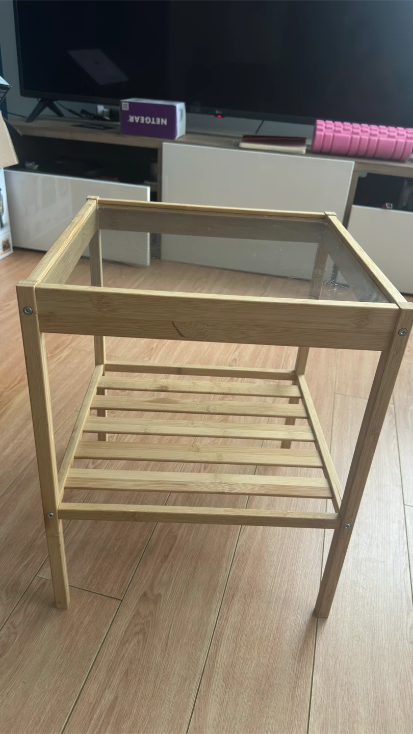 Bamboo and Glass Side Table