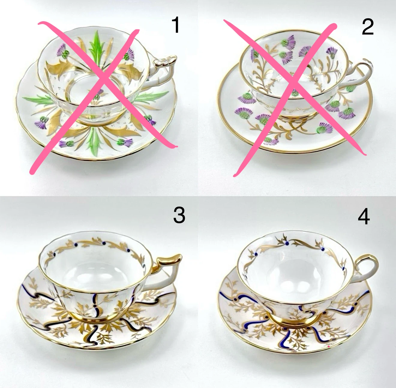 Royal Chelsea teacups (priced per)