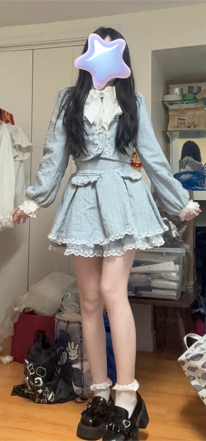 NOÉMIE Light Blue Tweed Cropped 2 Piece Setup - photo 3