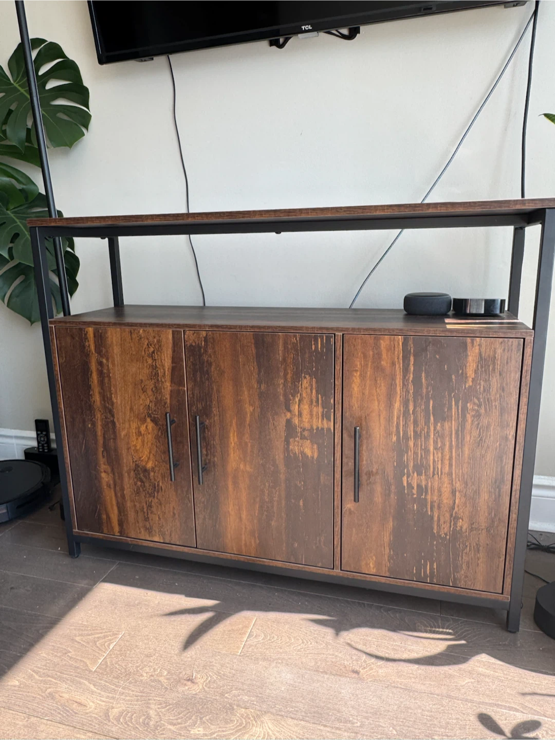 Rustic Wood Console Cabinet with Black Frame - photo 2