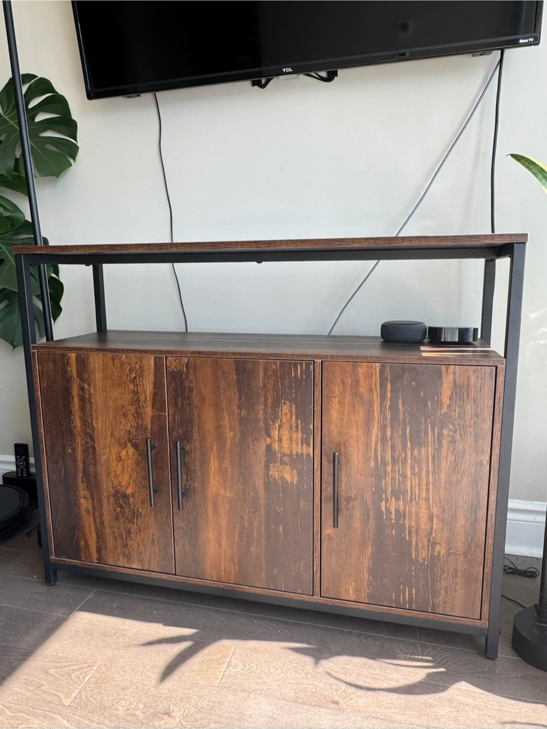 Rustic Wood Console Cabinet with Black Frame - photo 3