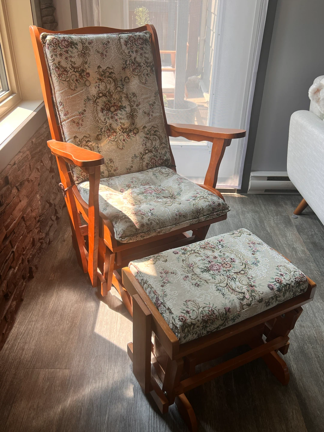 Wooden Glider Chair and Ottoman Set
