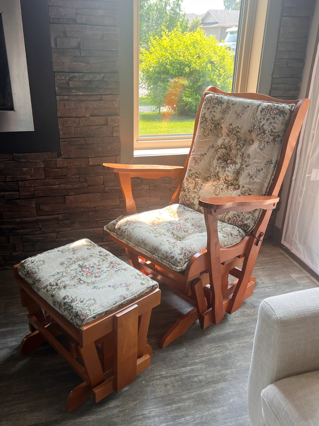 Wooden Glider Chair and Ottoman Set - photo 2
