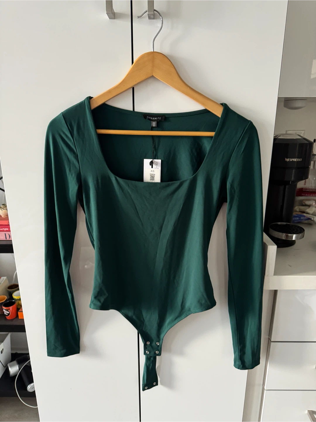 BNWT DYNAMITE Long Sleeve Sculpt Bodysuit - Green - P/S