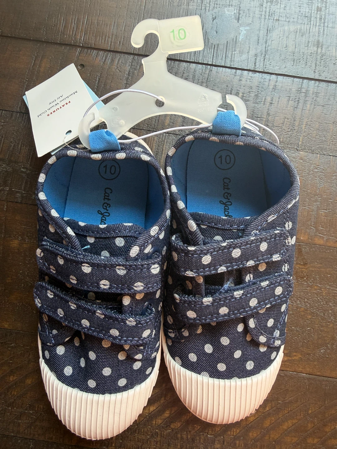 NWT! Cat & Jack Blue Polka Dot Sneakers Size 10