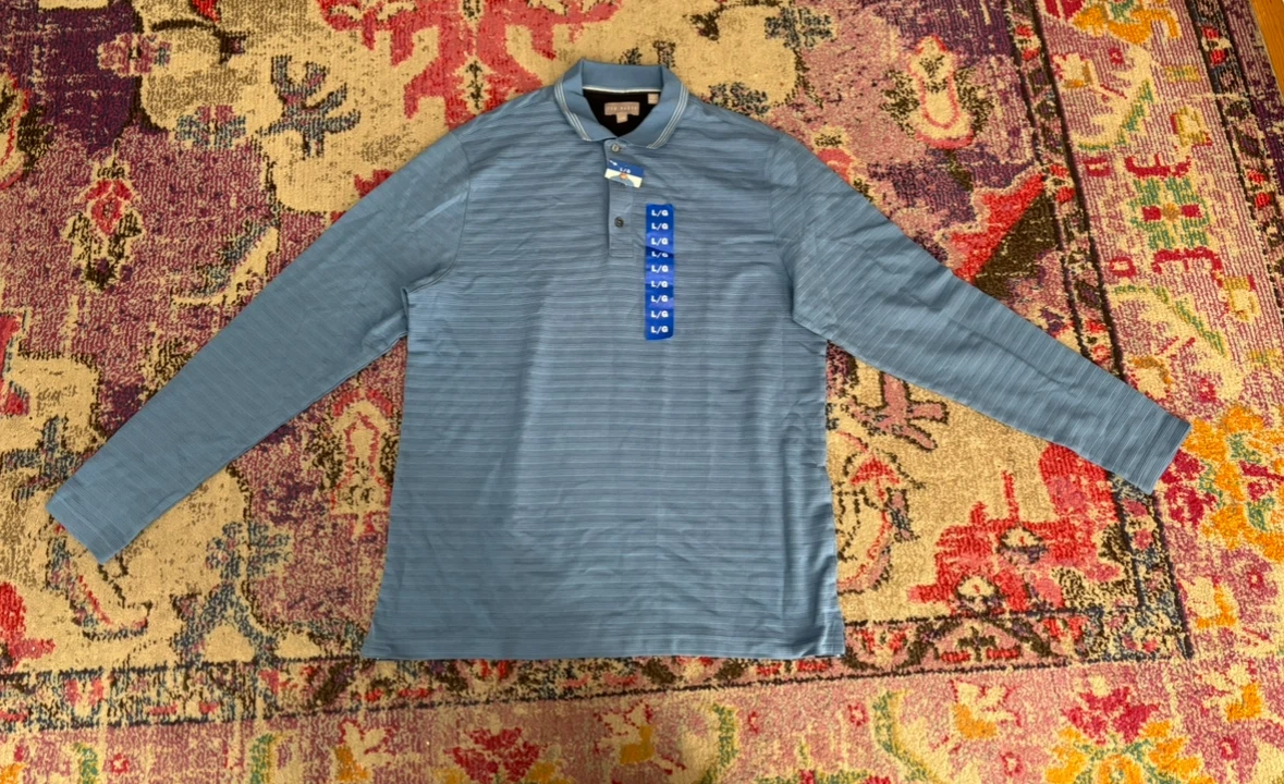 Ted Baker Long Sleeve Polo Shirt - Blue - Size L