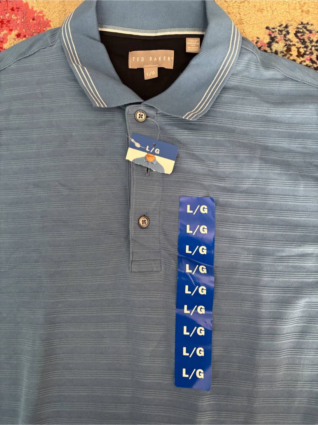 Ted Baker Long Sleeve Polo Shirt - Blue - Size L - photo 2