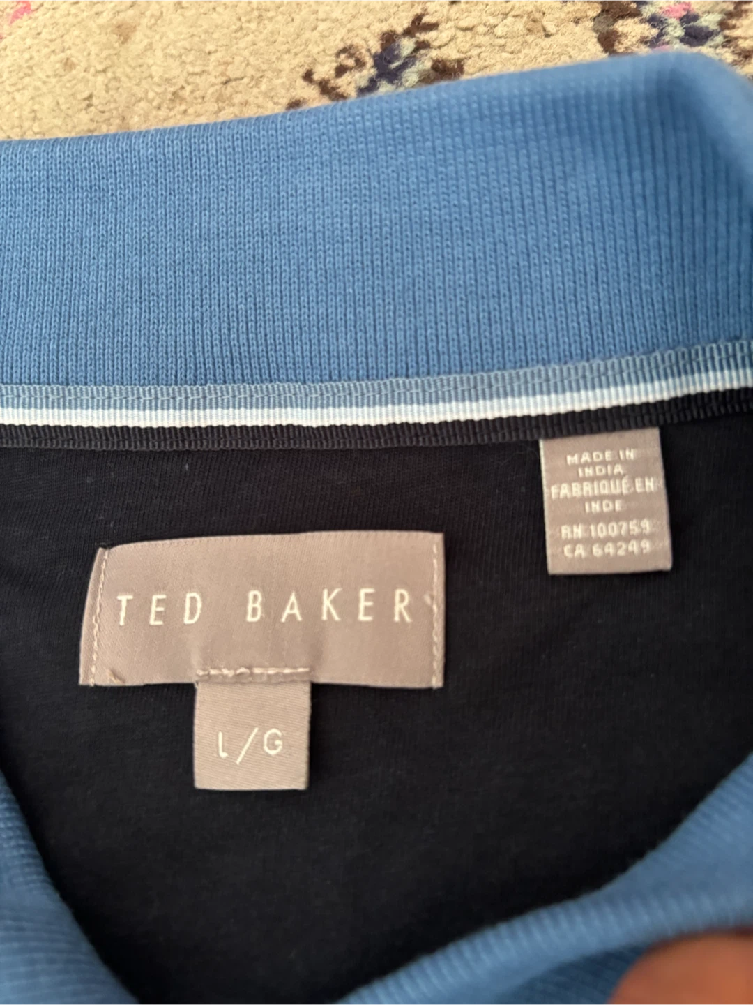 Ted Baker Long Sleeve Polo Shirt - Blue - Size L - photo 3
