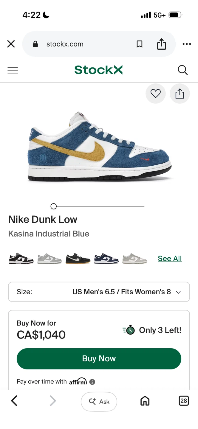 Nike Dunk Low Kasina Industrial Blue Sneakers us women 8