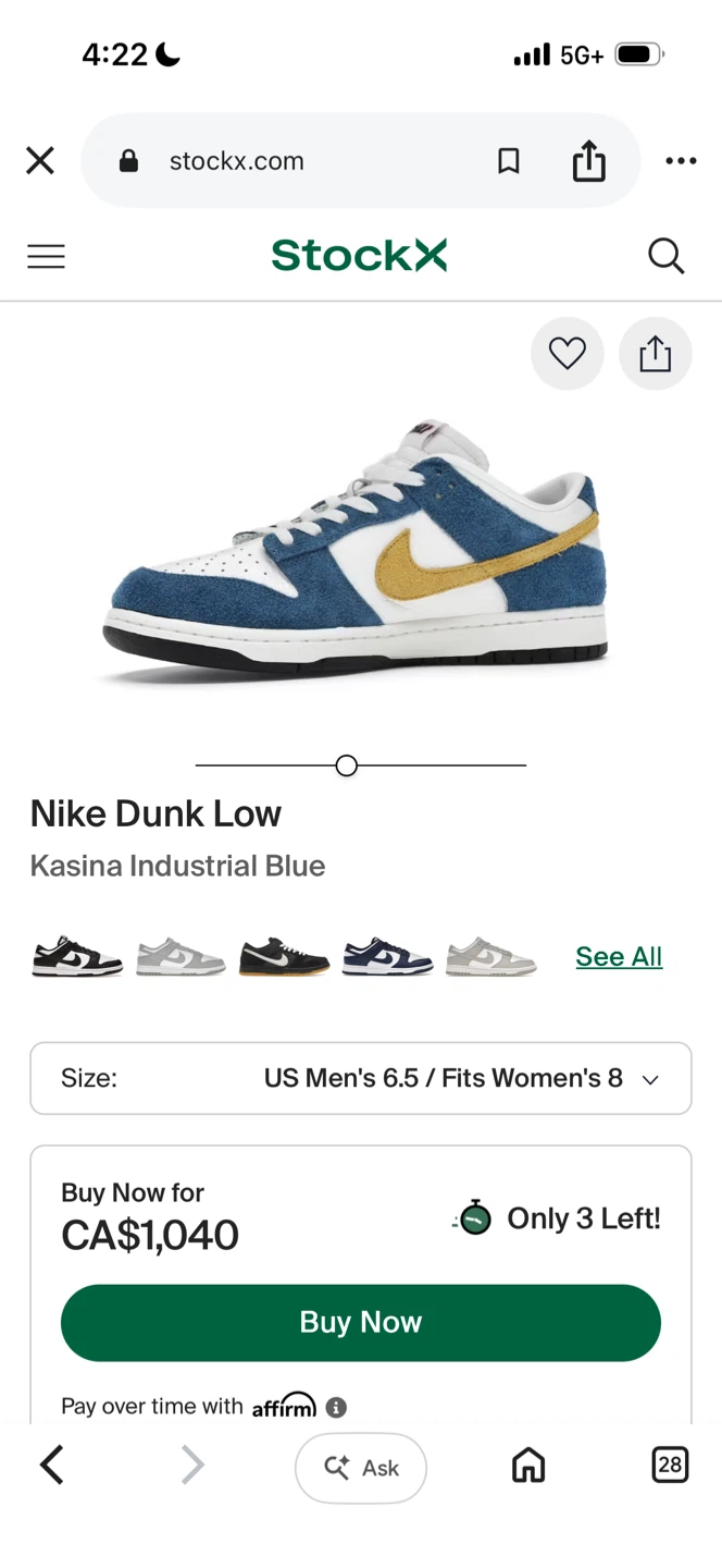 Nike Dunk Low Kasina Industrial Blue Sneakers us women 8 - photo 2