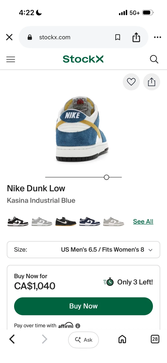 Nike Dunk Low Kasina Industrial Blue Sneakers us women 8 - photo 3