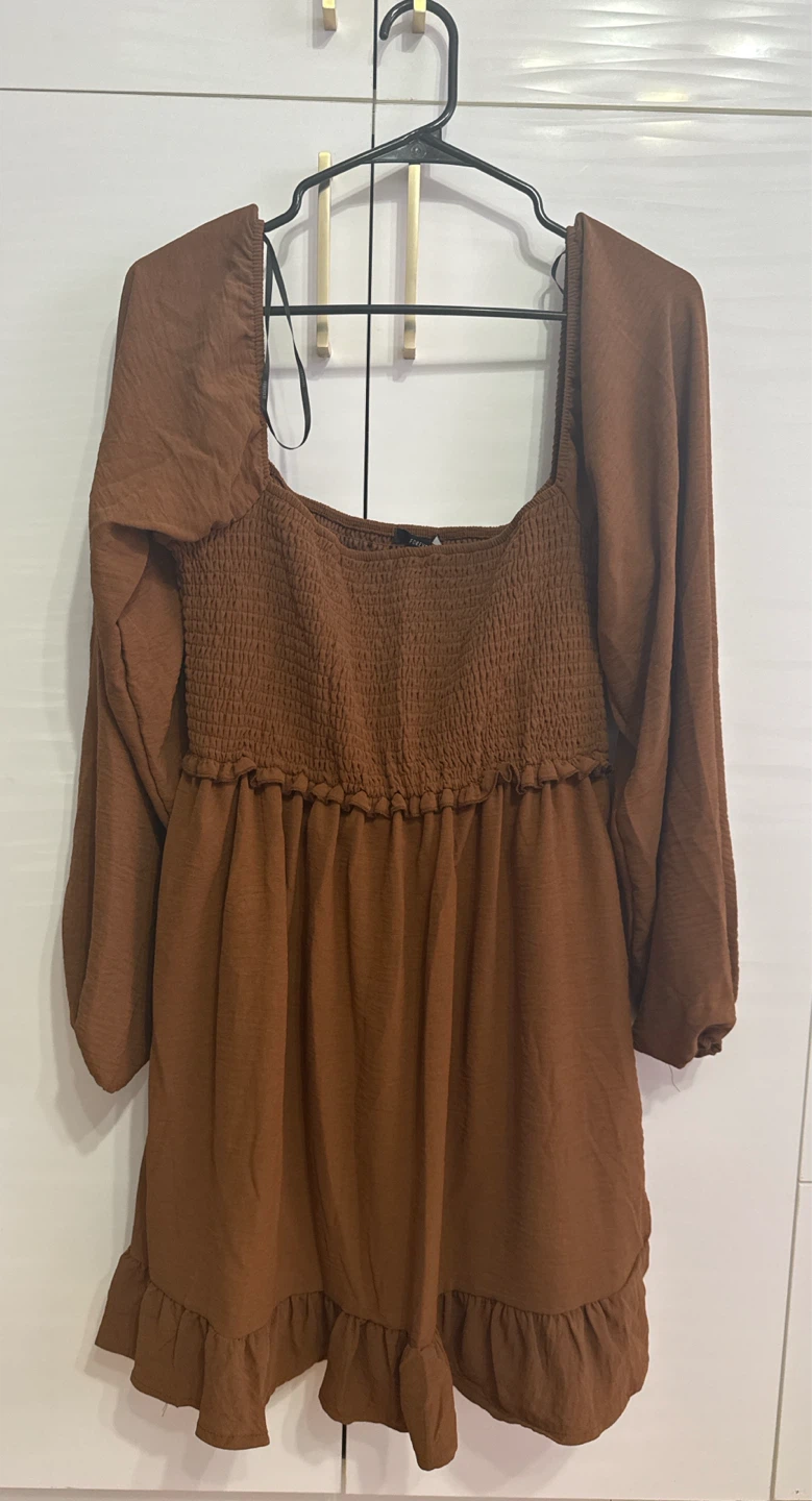 Forever 21 Brown Smocked Mini Dress Size L