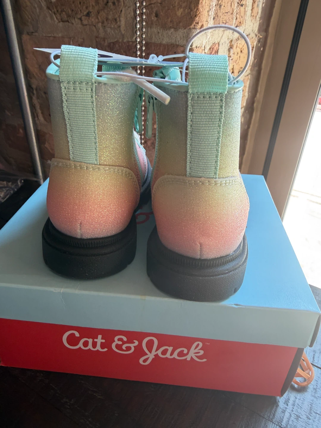 STOP! Cat & Jack Toddler Girls Rainbow Glitter Boots Size 6 - photo 4