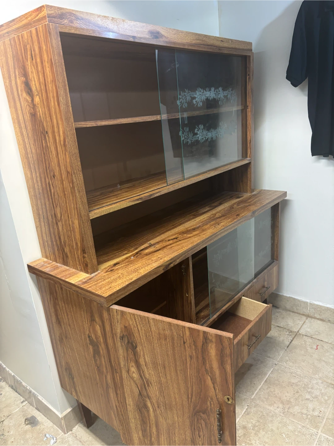 Wooden Display Cabinet with Glass Doors