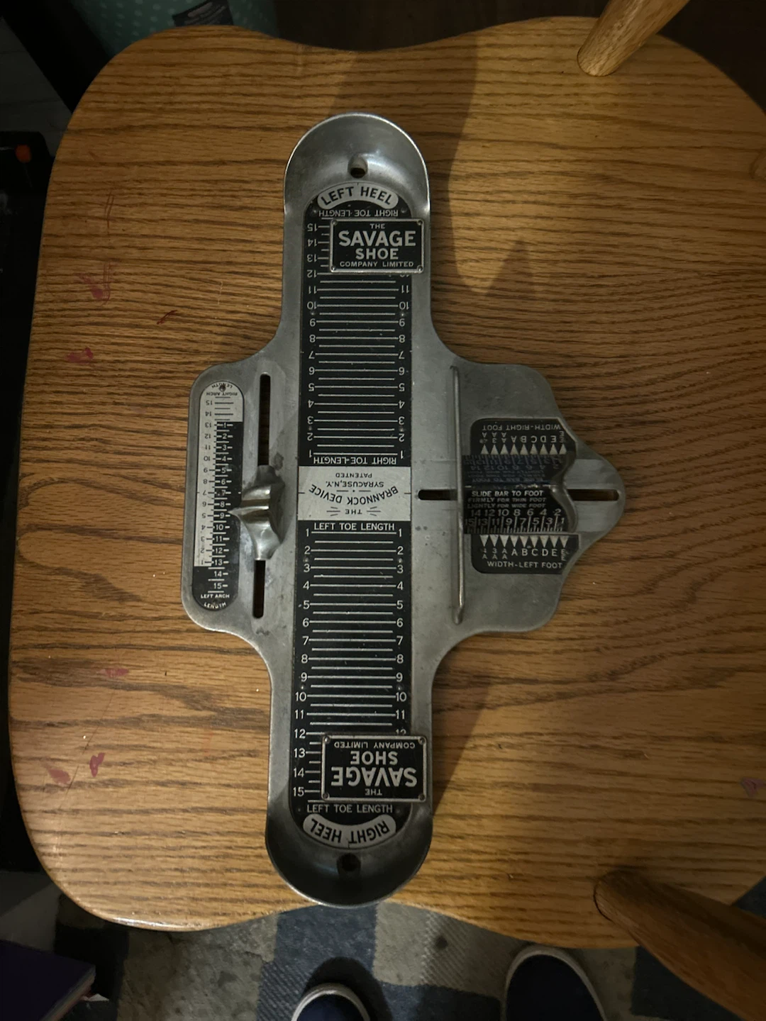 The Brannock Device, Syracuse, NY Patented