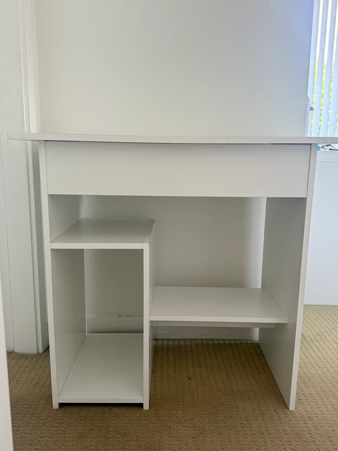 White Desk with Shelving & sliding tray for keyboard - photo 2
