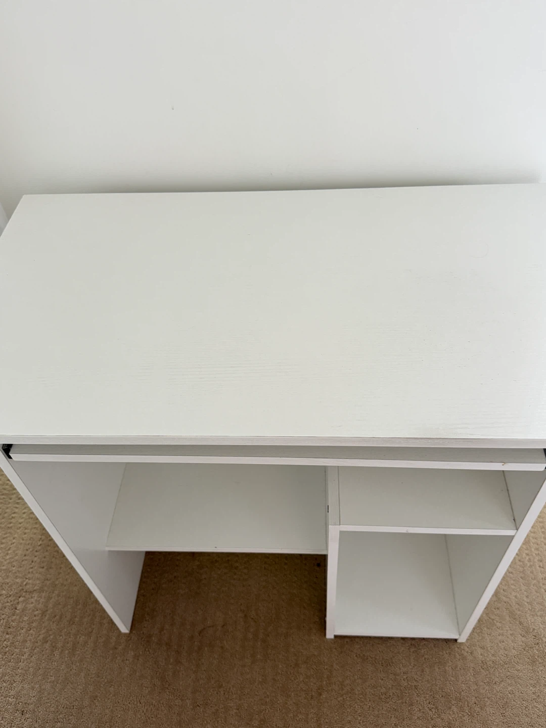 White Desk with Shelving & sliding tray for keyboard - photo 3