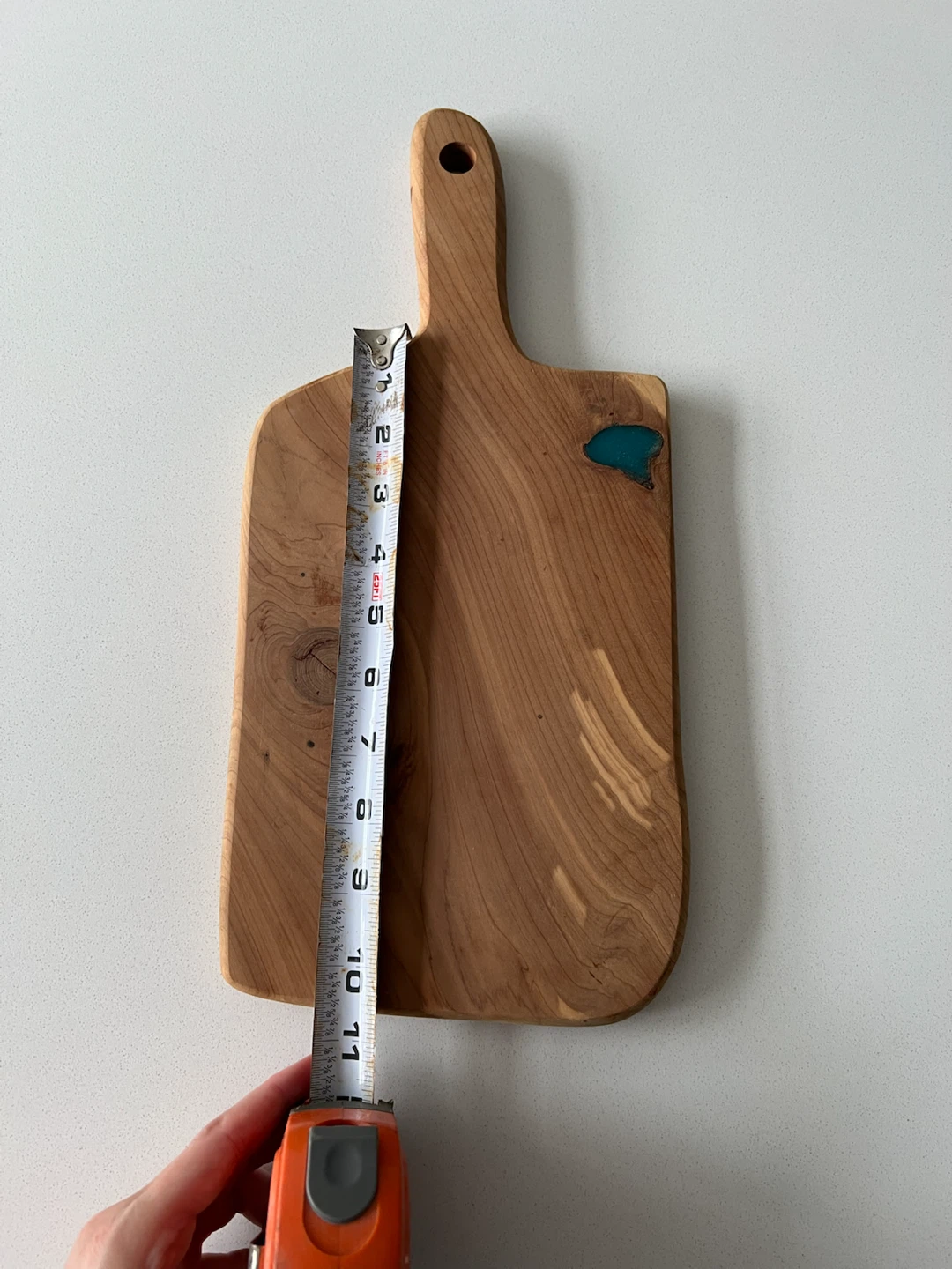 Handmade Wooden Cutting Board with Teal Epoxy Inlay - photo 2