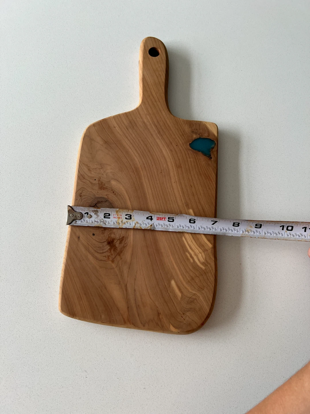 Handmade Wooden Cutting Board with Teal Epoxy Inlay - photo 3