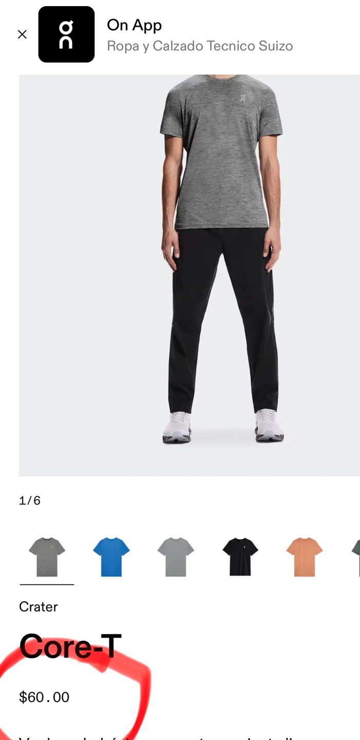 On Running Core-T Men's T-Shirt - Grey - Size M - photo 2