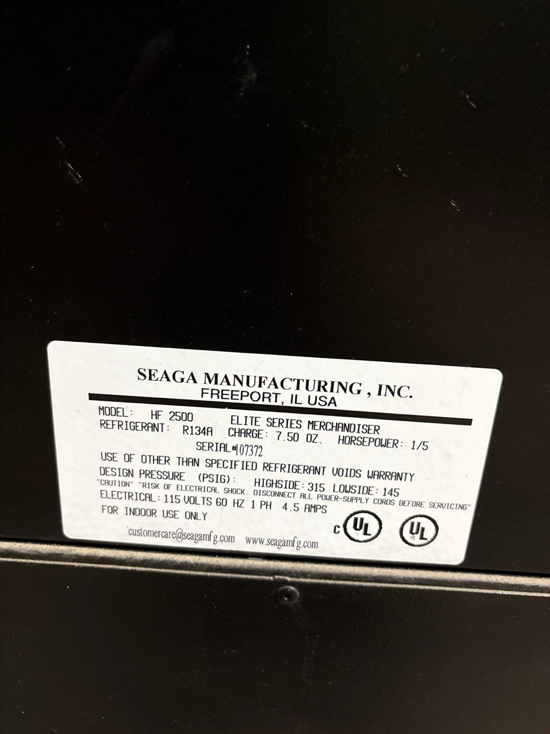 Seaga Manufacturing HF 2500 Vending Machine - photo 2