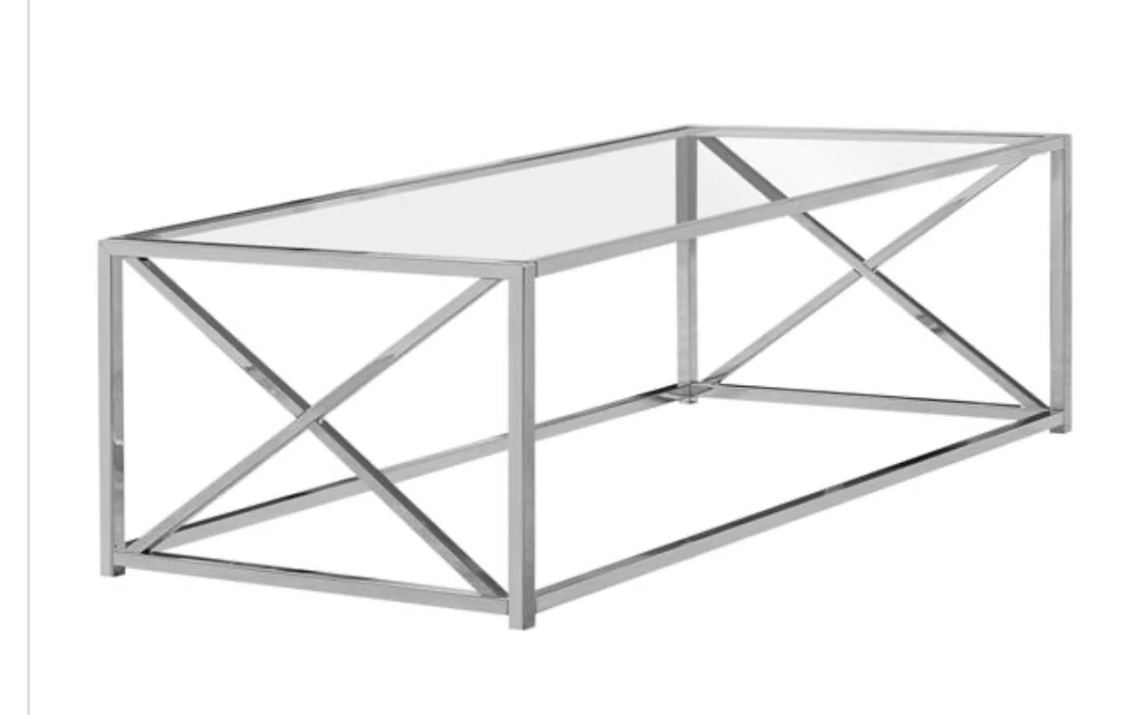 Monarch Glass Coffee Table - 44-in - Chrome