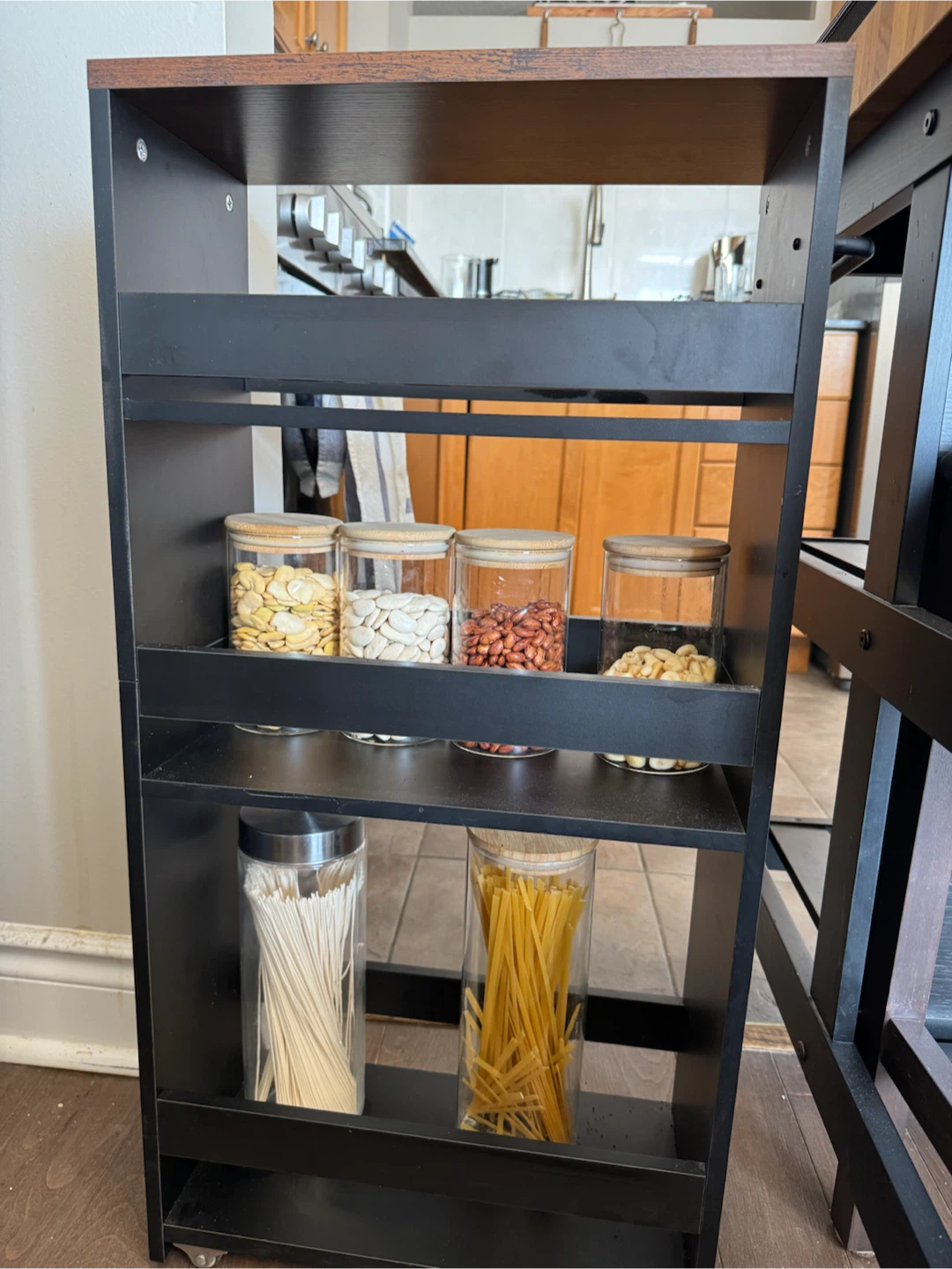 Rolling Kitchen Cart with Wood Top
