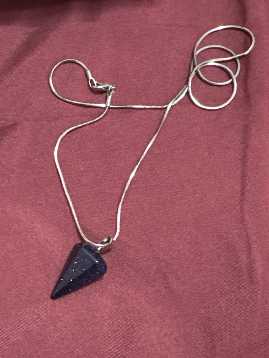 Blue Aventurine Cone Pendant Necklace