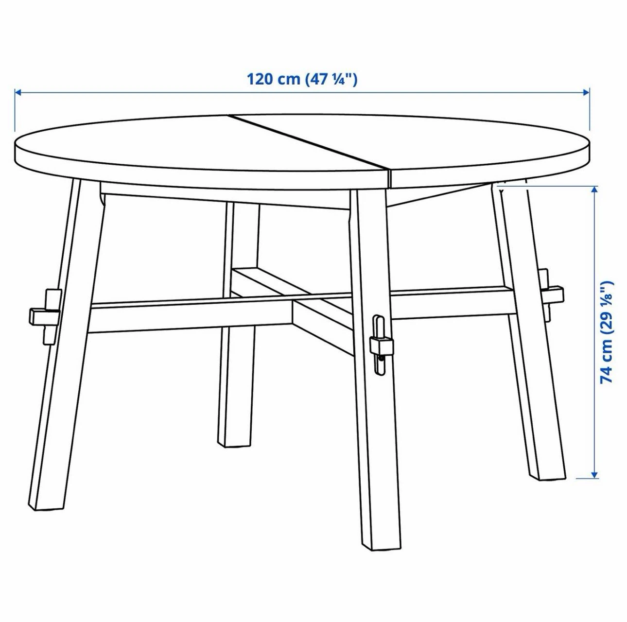 IKEA SKOGSTA Dining Table - Acacia/Black, 120 cm