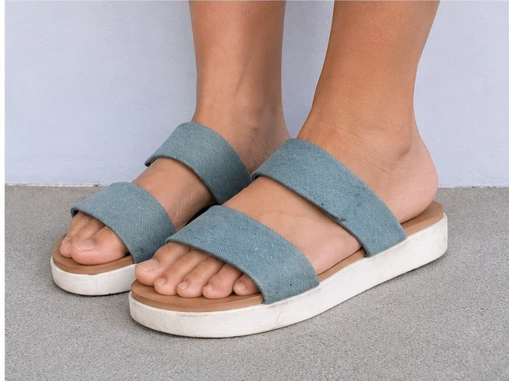 Light Blue Double Strap Platform Sandals