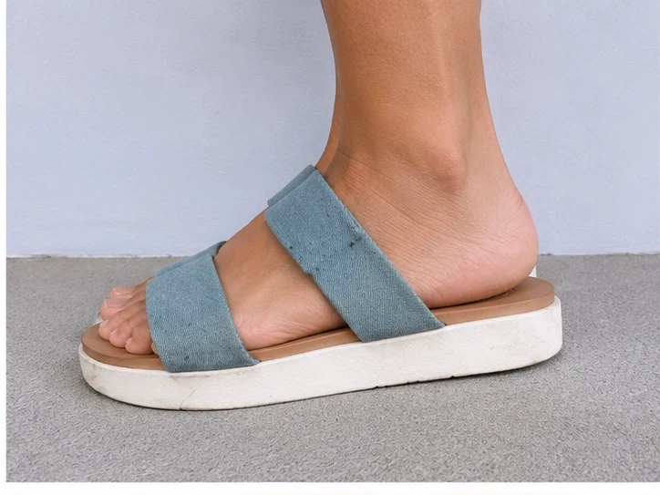 Light Blue Double Strap Platform Sandals - photo 3