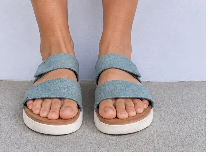 Light Blue Double Strap Platform Sandals - photo 4