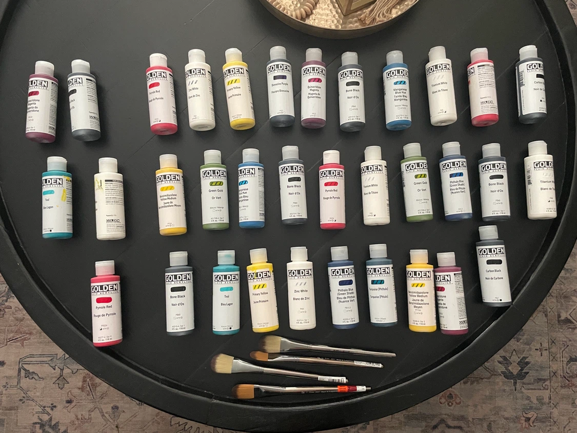 Bulk set of sealed & perfect condition Fluid Golden acrylics