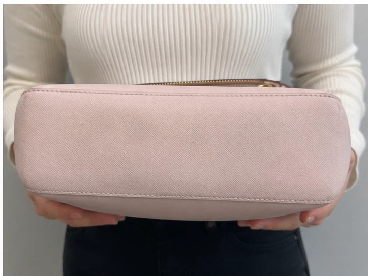 Michael Kors Pink Leather Crossbody Bag with Pom Pom