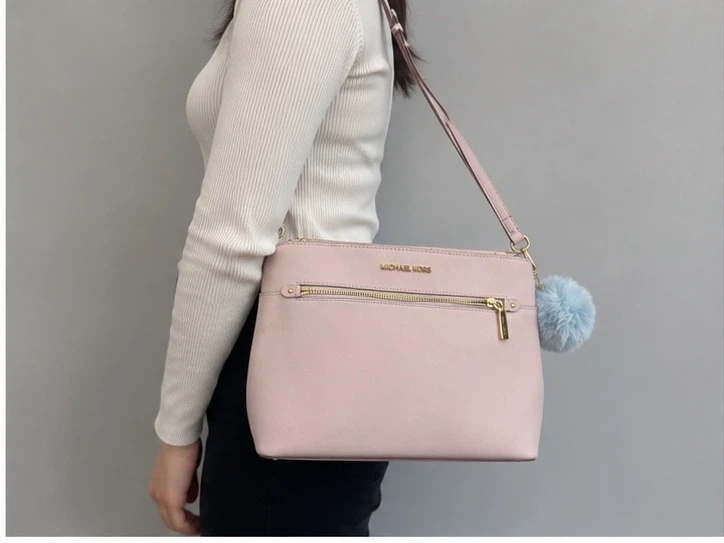 Michael Kors Pink Leather Crossbody Bag with Pom Pom - photo 3