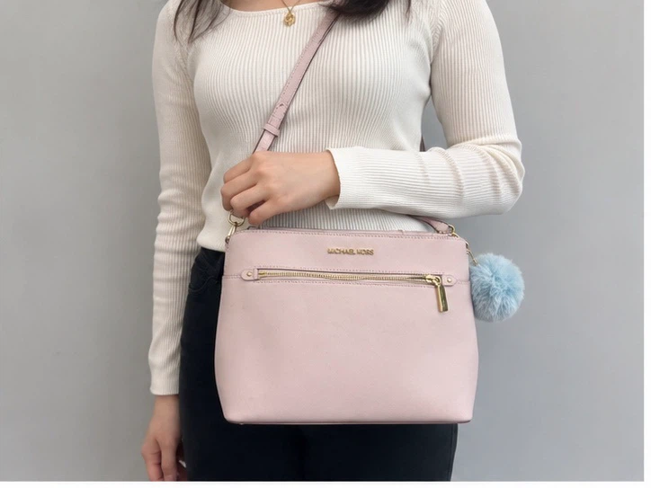 Michael Kors Pink Leather Crossbody Bag with Pom Pom - photo 4