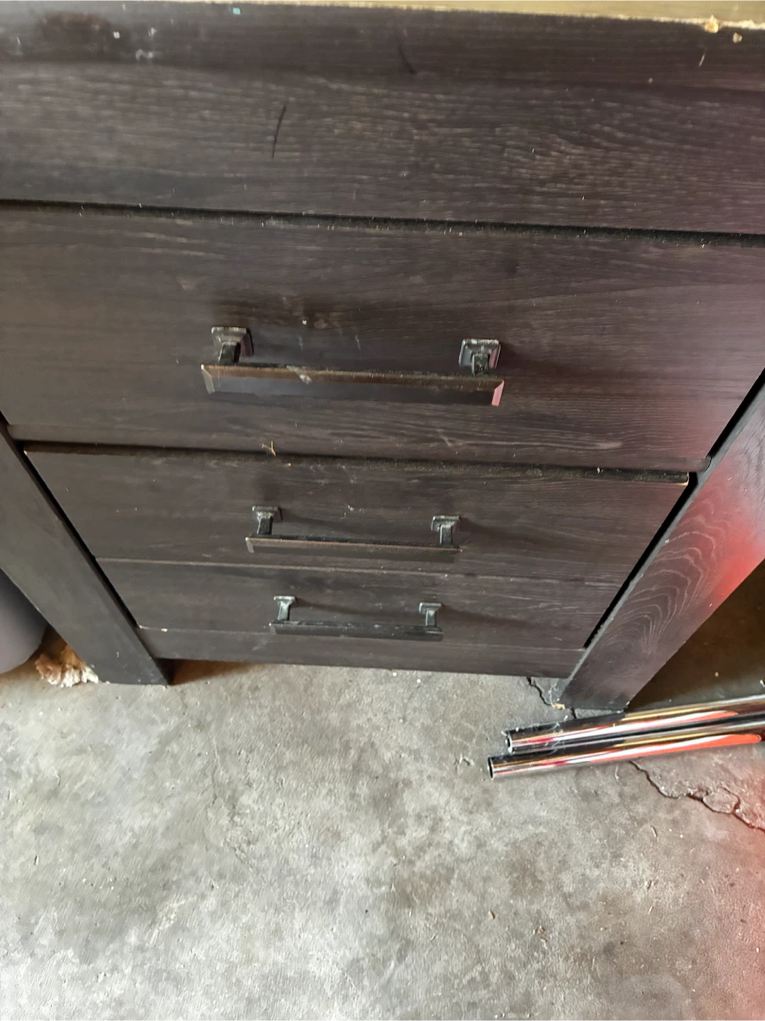 Dark Wood 3-Drawer Nightstand - photo 2